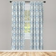 thumbnail image 1 of Ambesonne Geometric Curtains, Hand Drawn Square Pattern, Pair of 28"x84", Blue Pale Blue Black, 1 of 2