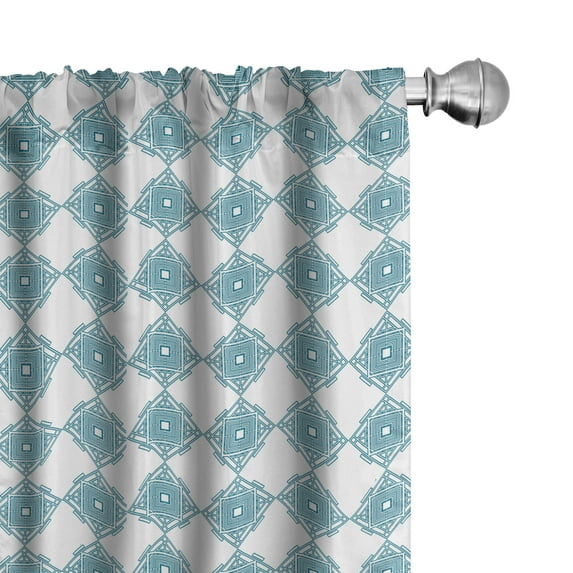 Ambesonne Geometric Curtains, Interlacing Squares, Pair of 28"x63", Pale Blue and White