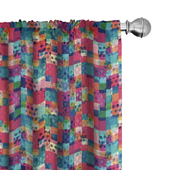 Ambesonne Geometric Curtains, Italian Grunge Dots, Pair of 28"x84", Multicolor