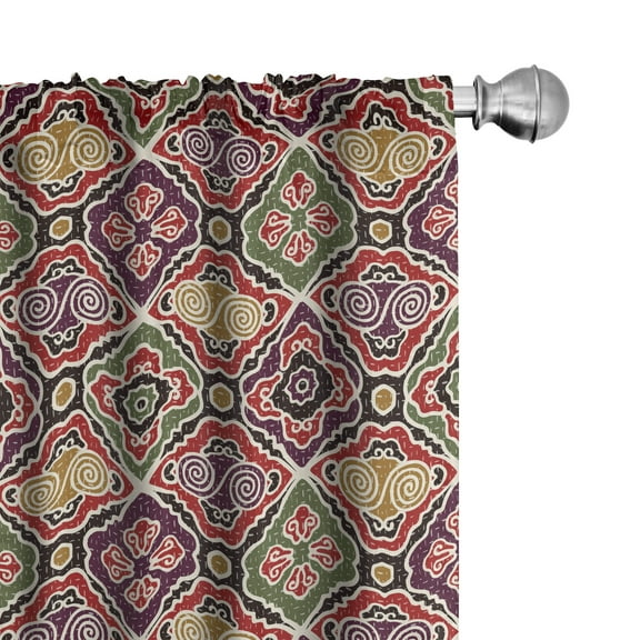 Ambesonne Geometric Curtains, Japanese Chevron, Pair of 28"x63", Multicolor