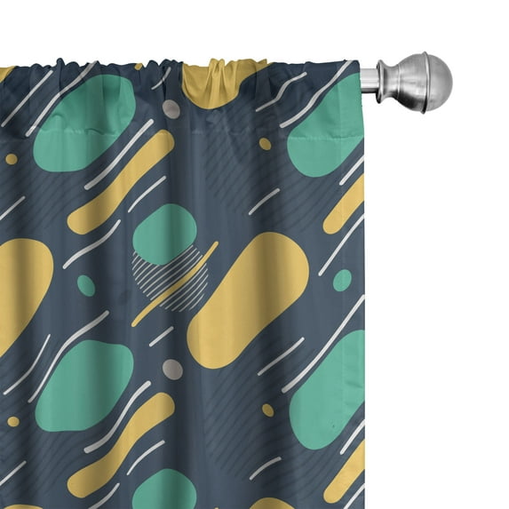 Ambesonne Geometric Curtains, Lines Circles Colors, Pair of 28"x84", Multicolor