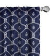 thumbnail image 1 of Ambesonne Geometric Curtains, Marine Motifs Aquatic, Pair of 28"x95", Dark Blue and White, 1 of 5