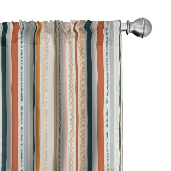 Ambesonne Geometric Curtains, Modern Lines Colorful, Pair of 28"x95", Burnt Orange Dark Teal