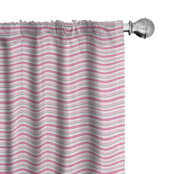Ambesonne Geometric Curtains, Modern Striped Art, Pair of 28"x95", White Pink Grey