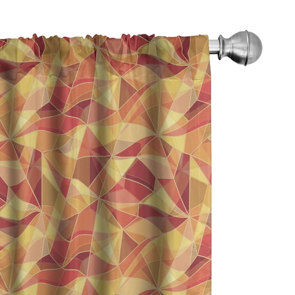 Ambesonne Geometric Curtains, Mosaic Digital Style, Pair of 28"x95", Orange Marigold Red