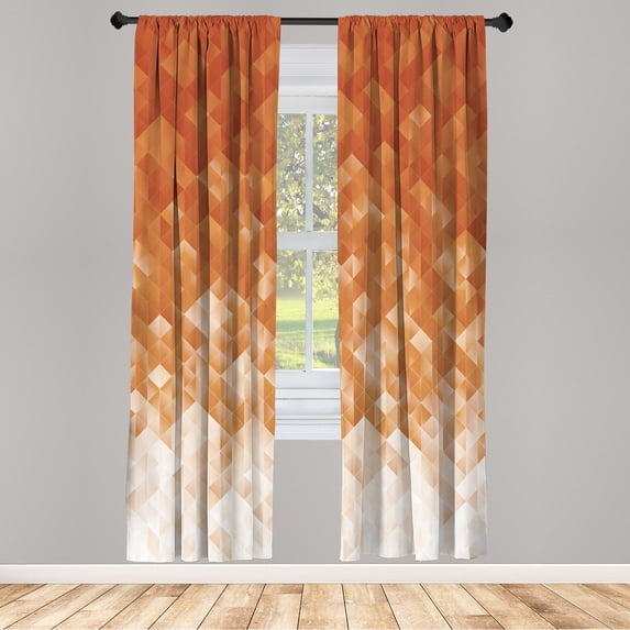 Ambesonne Geometric Curtains, Mosaic Ombre Violet Tones, Pair of 28"x63", Burnt Orange
