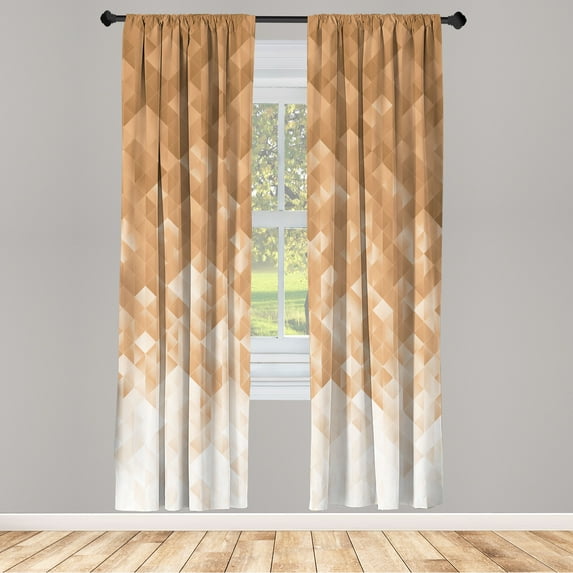 Ambesonne Geometric Curtains, Mosaic Ombre Violet Tones, Pair of 28"x63", Pale Cinnamon