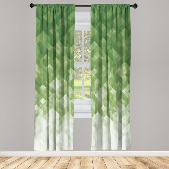 Ambesonne Geometric Curtains, Mosaic Ombre Violet Tones, Pair of 28"x63", Pale Green