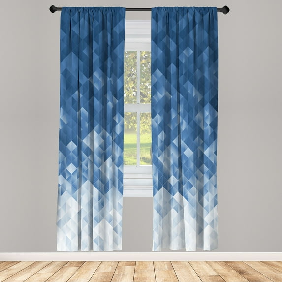 Ambesonne Geometric Curtains, Mosaic Ombre Violet Tones, Pair of 28"x63", Sea Blue