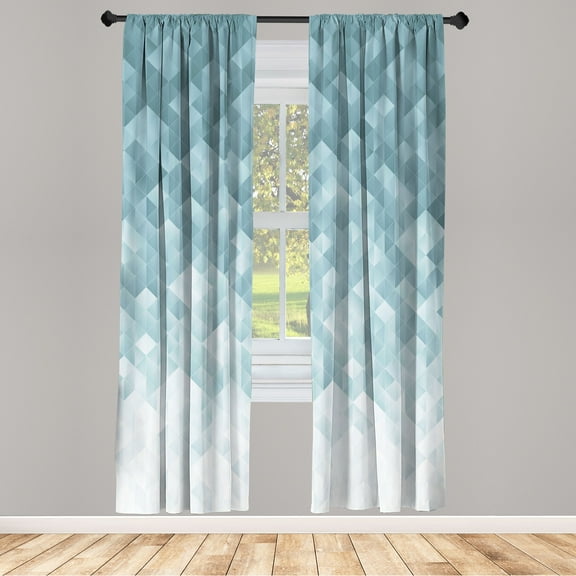 Ambesonne Geometric Curtains, Mosaic Ombre Violet Tones, Pair of 28"x84", Blue Grey