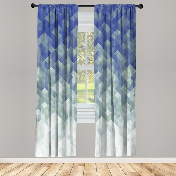 Ambesonne Geometric Curtains, Mosaic Ombre Violet Tones, Pair of 28"x84", Dark Violet