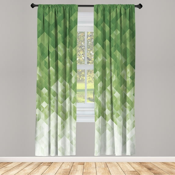 Ambesonne Geometric Curtains, Mosaic Ombre Violet Tones, Pair of 28"x95", Pale Green