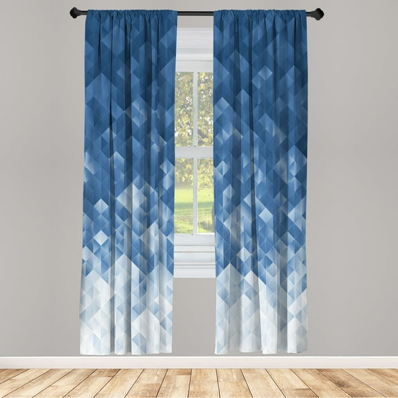 Ambesonne Geometric Curtains, Mosaic Ombre Violet Tones, Pair of 28"x95", Sea Blue
