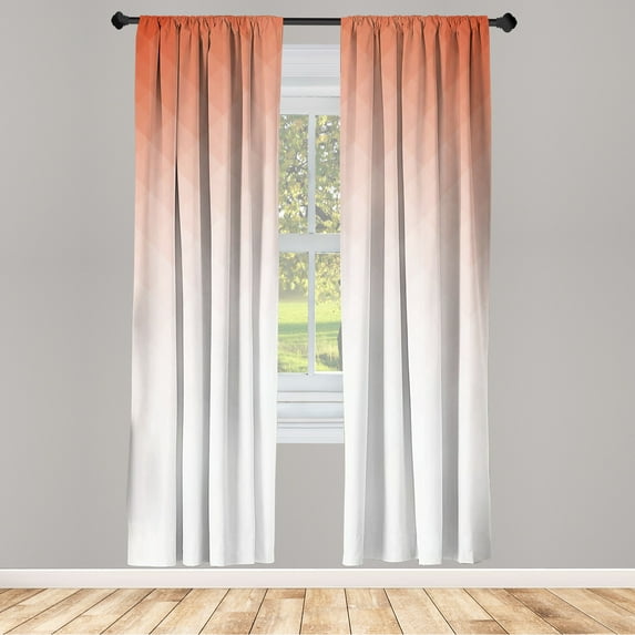 Ambesonne Geometric Curtains, Ombre Geometric Print Art, Pair of 28"x84", Salmon Rose