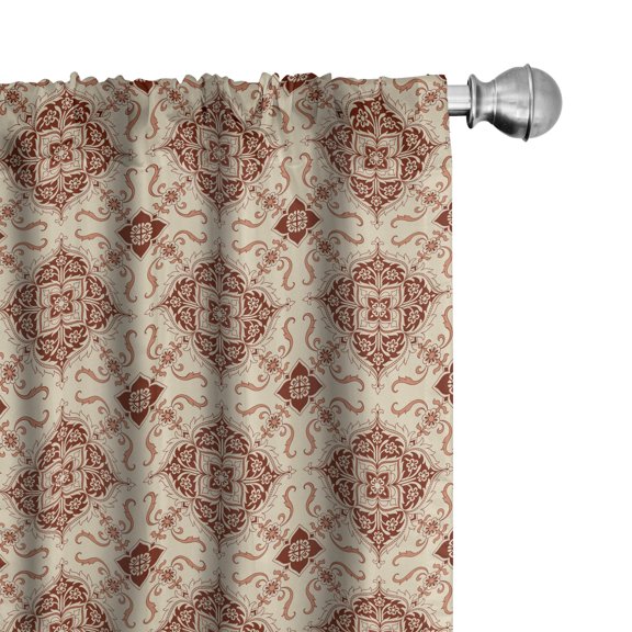 Ambesonne Geometric Curtains, Oriental Flowers, Pair of 28"x84", Pale Orange Redwood