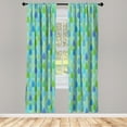 thumbnail image 1 of Ambesonne Geometric Curtains, Raindrops Doodle Style, Pair of 28"x63", Green Blue, 1 of 2
