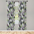 thumbnail image 1 of Ambesonne Geometric Curtains, Raindrops Doodle Style, Pair of 28"x63", Lime Green, 1 of 2