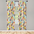 thumbnail image 1 of Ambesonne Geometric Curtains, Raindrops Doodle Style, Pair of 28"x63", Orange, 1 of 2