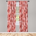 thumbnail image 1 of Ambesonne Geometric Curtains, Raindrops Doodle Style, Pair of 28"x95", Salmon Ruby, 1 of 2