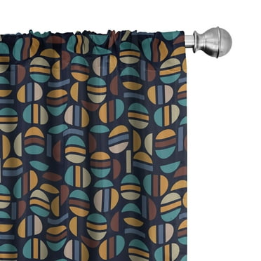 Ambesonne Geometric Curtains, Retro Halved Rounds, Pair of 28"x84", Multicolor