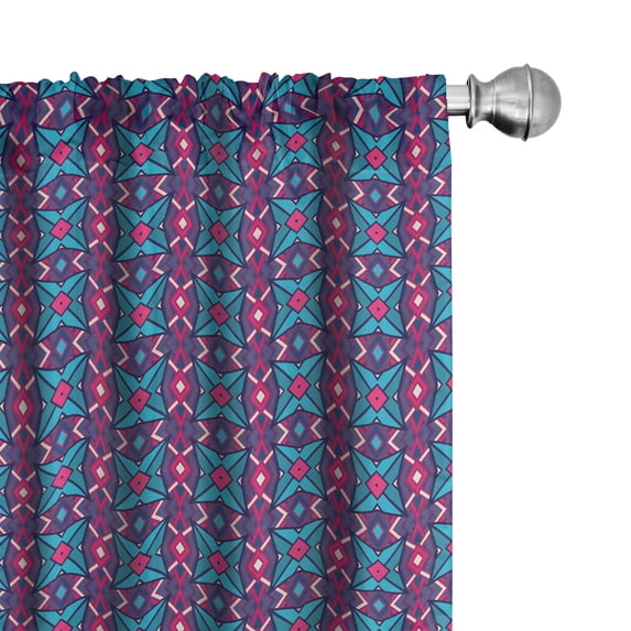 Ambesonne Geometric Curtains, Rhombuses Pattern, Pair of 28"x84", Multicolor