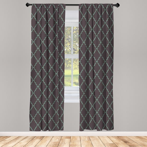 Ambesonne Geometric Curtains, Simple Monochrome Pattern, Pair of 28"x63", Dark Mauve