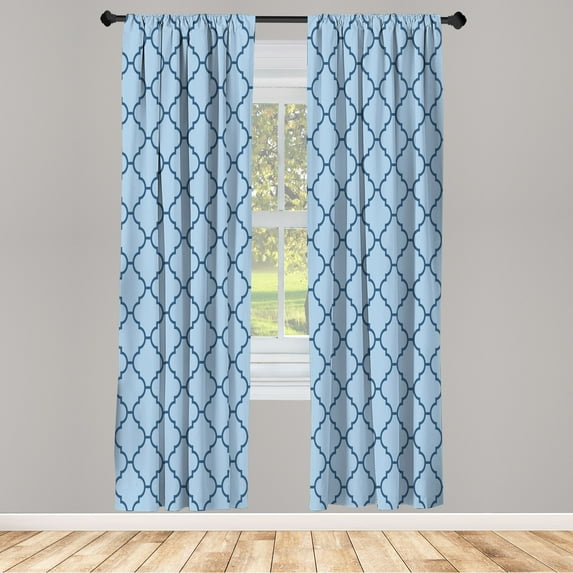 Ambesonne Geometric Curtains, Simple Monochrome Pattern, Pair of 28"x95", Pale Azure