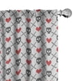 thumbnail image 1 of Ambesonne Geometric Curtains, Skulls Red Hearts, Pair of 28"x63", Grey Red Coconut, 1 of 5
