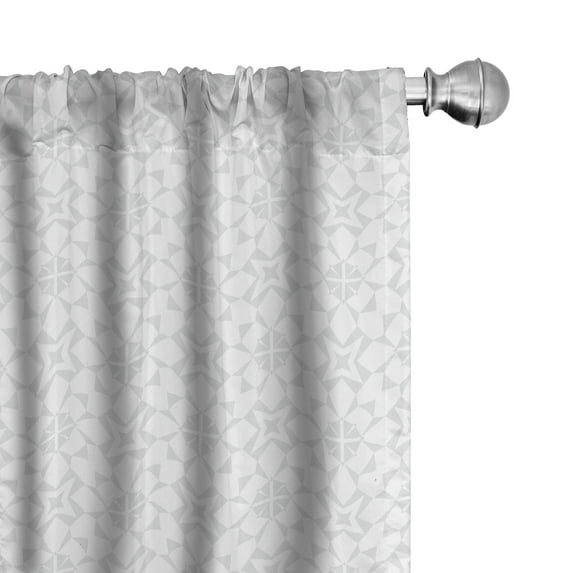 Ambesonne Geometric Curtains, Soft Motif in Mutes Tones, Pair of 28"x95", Pale Grey White