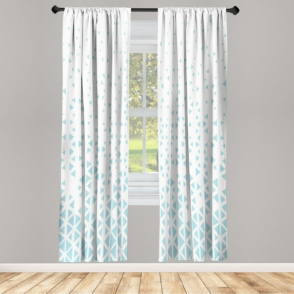 Ambesonne Geometric Curtains, Soft Toned Modern Shapes, Pair of 28"x95", Pale Blue and White