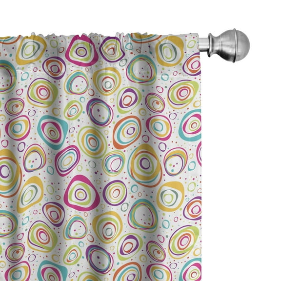 Ambesonne Geometric Curtains, Spiral and Dots, Pair of 28"x95", Multicolor