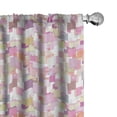 thumbnail image 1 of Ambesonne Geometric Curtains, Squares on Plain Back, Pair of 28"x95", Soft Pink Pale Mustard, 1 of 5
