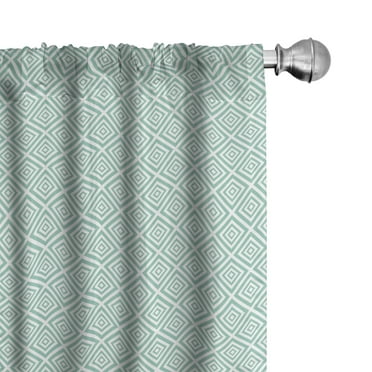 Ambesonne Geometric Curtains, Symmetric Nested Rhombus, Pair of 28"x84", Seafoam and White
