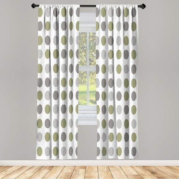 Ambesonne Geometric Curtains, Tradtional Polka Dots Art, Pair of 28"x63", Khaki White