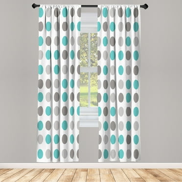Ambesonne Geometric Curtains, Tradtional Polka Dots Art, Pair of 28"x63", Seafoam White