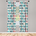 thumbnail image 1 of Ambesonne Geometric Curtains, Triangle Hexagons, Pair of 28"x95", Turquoise Teal Coral, 1 of 2