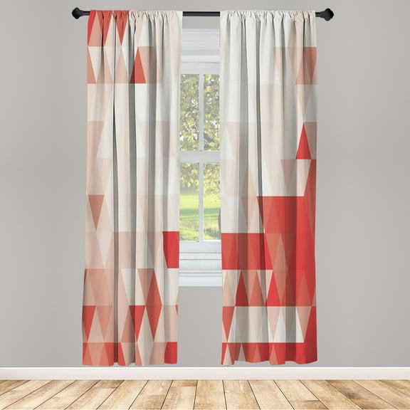 Ambesonne Geometric Curtains, Triangle Pattern Abstract, Pair of 28"x63", Dark Coral