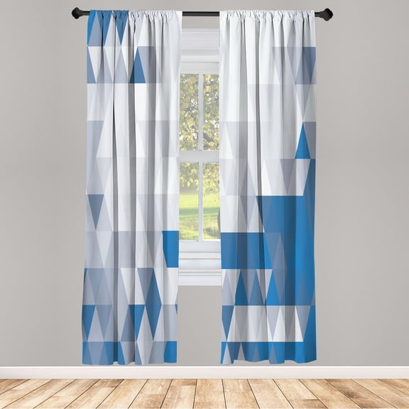Ambesonne Geometric Curtains, Triangle Pattern Abstract, Pair of 28"x63", Dark Turquoise
