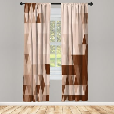 Ambesonne Geometric Curtains, Triangle Pattern Abstract, Pair of 28"x84", Brown Beige