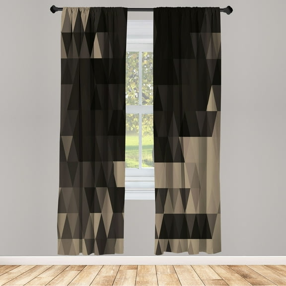 Ambesonne Geometric Curtains, Triangle Pattern Abstract, Pair of 28"x84", Dark Grey