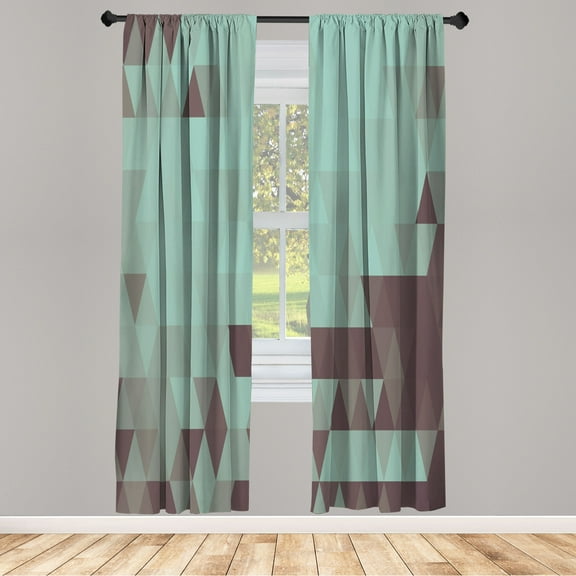 Ambesonne Geometric Curtains, Triangle Pattern Abstract, Pair of 28"x84", Pale Eggplant