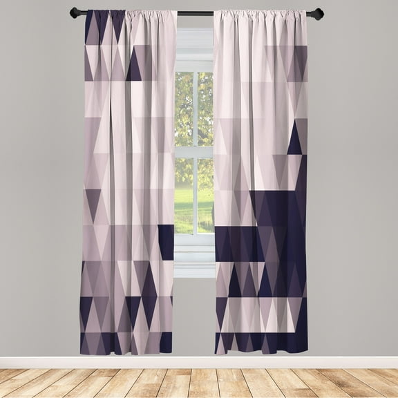 Ambesonne Geometric Curtains, Triangle Pattern Abstract, Pair of 28"x95", Pale Mauve