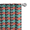 thumbnail image 1 of Ambesonne Geometric Curtains, Triangles Hexagons, Pair of 28"x95", Dark Coral Sea Green, 1 of 5