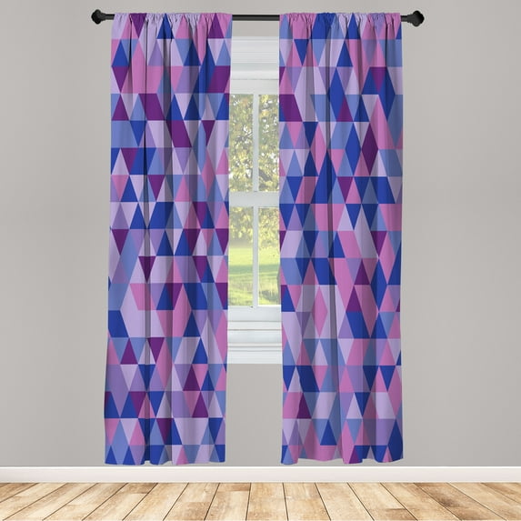 Ambesonne Geometric Curtains, Triangles Low Poly, Pair of 28"x84", Multicolor