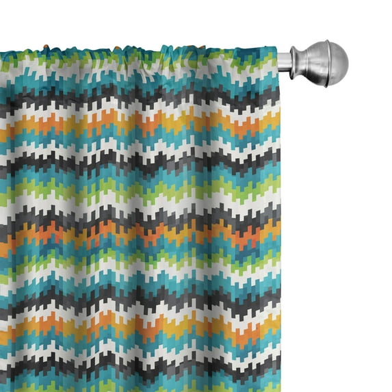 Ambesonne Geometric Curtains, Trippy Forms Motif, Pair of 28"x84", Multicolor