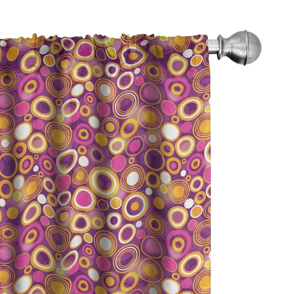 Ambesonne Geometric Curtains, Vintage Circles Round, Pair of 28"x84", Multicolor