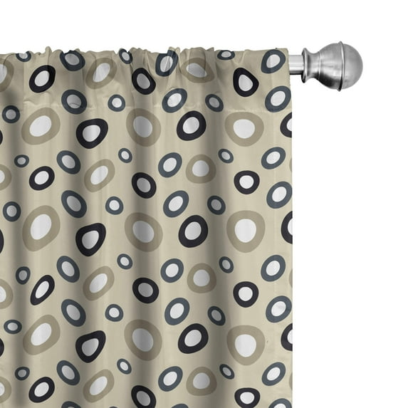 Ambesonne Geometric Curtains, Vintage Circules, Pair of 28"x63", Multicolor