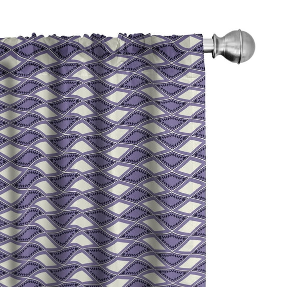 Ambesonne Geometric Curtains, Vivid Chevron Zigzags, Pair of 28"x84", Dark Purple Lavender