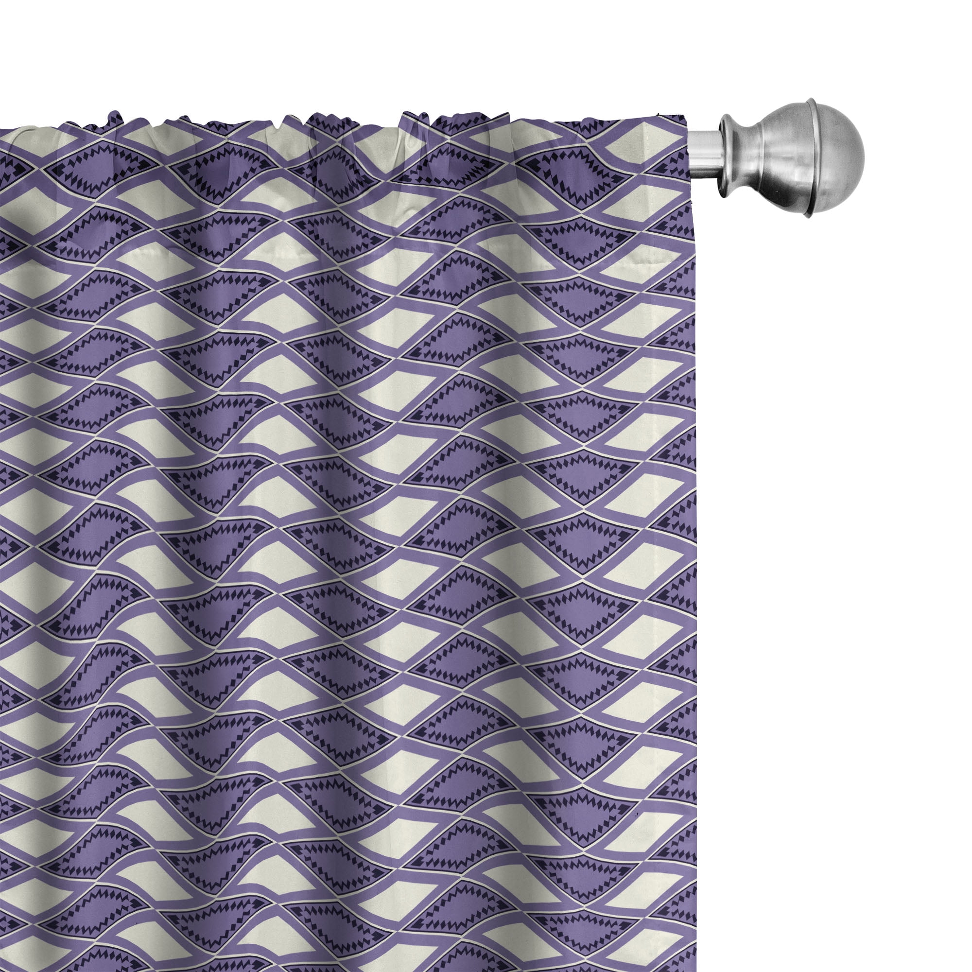 Dark Purple Lavender Geometric Sheer Rod Pocket Curtain Panels