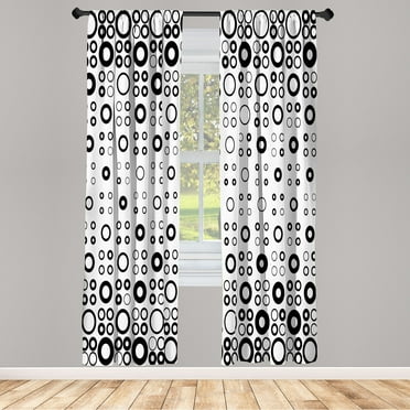 Ambesonne Geometric Curtains, Vortex Disc Shapes, Pair of 28"x63", Black White